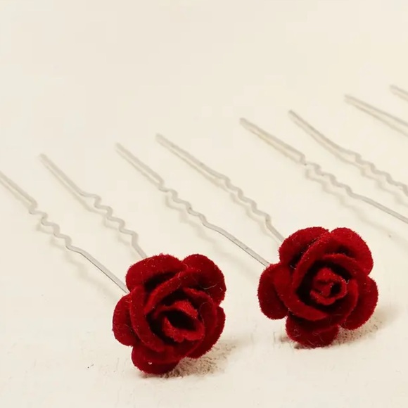 Velvet Rose Hair Pin Accessory - Picture 6 of 6